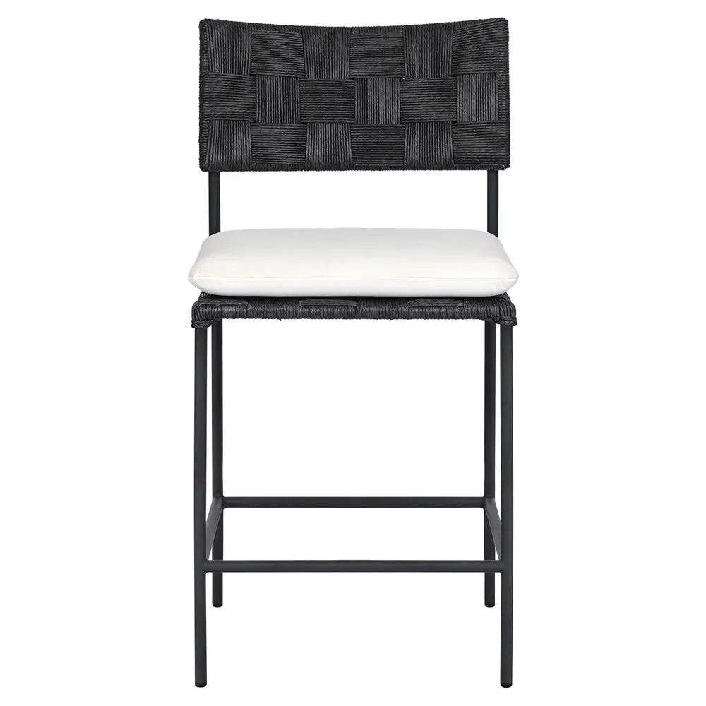 Lindsey Outdoor Counter Stool - Black, Steel