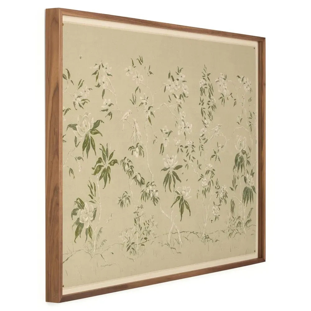 Linen Chinoiserie Painting - Beige, Walnut