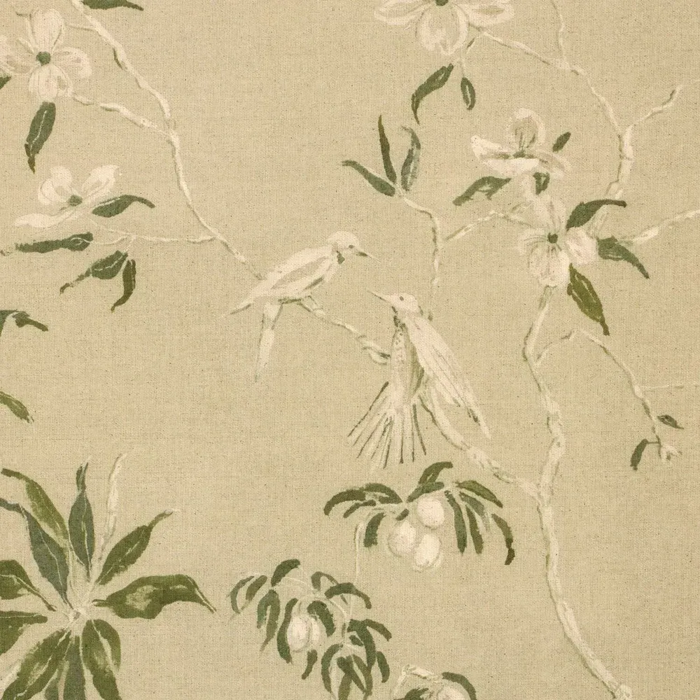 Linen Chinoiserie Painting - Beige, Walnut