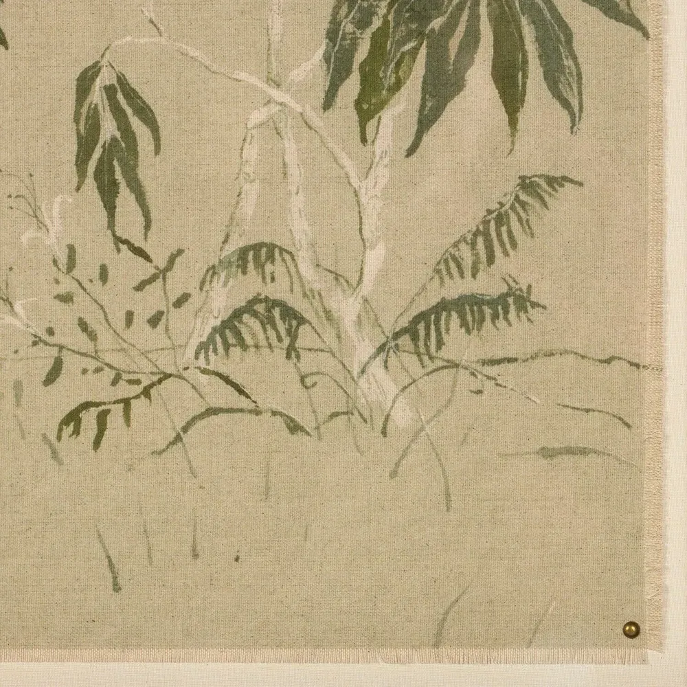 Linen Chinoiserie Painting - Beige, Walnut