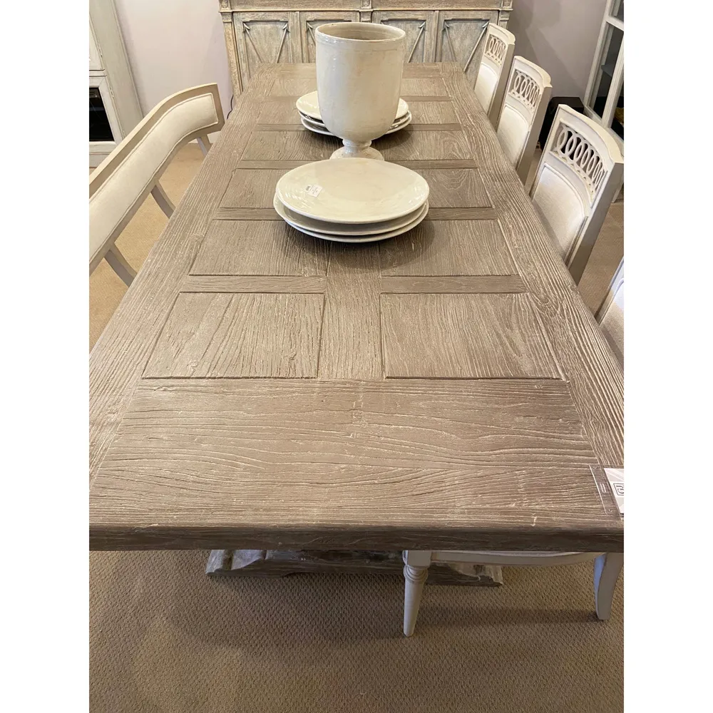 Linet Rectangular Outdoor Dining Table - Grey, Fiberglass