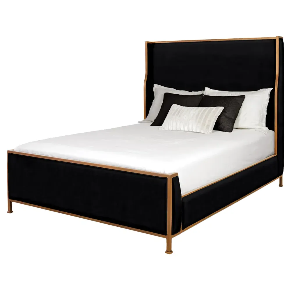 Linnea Queen Size Wingback Bed - Black, Iron image