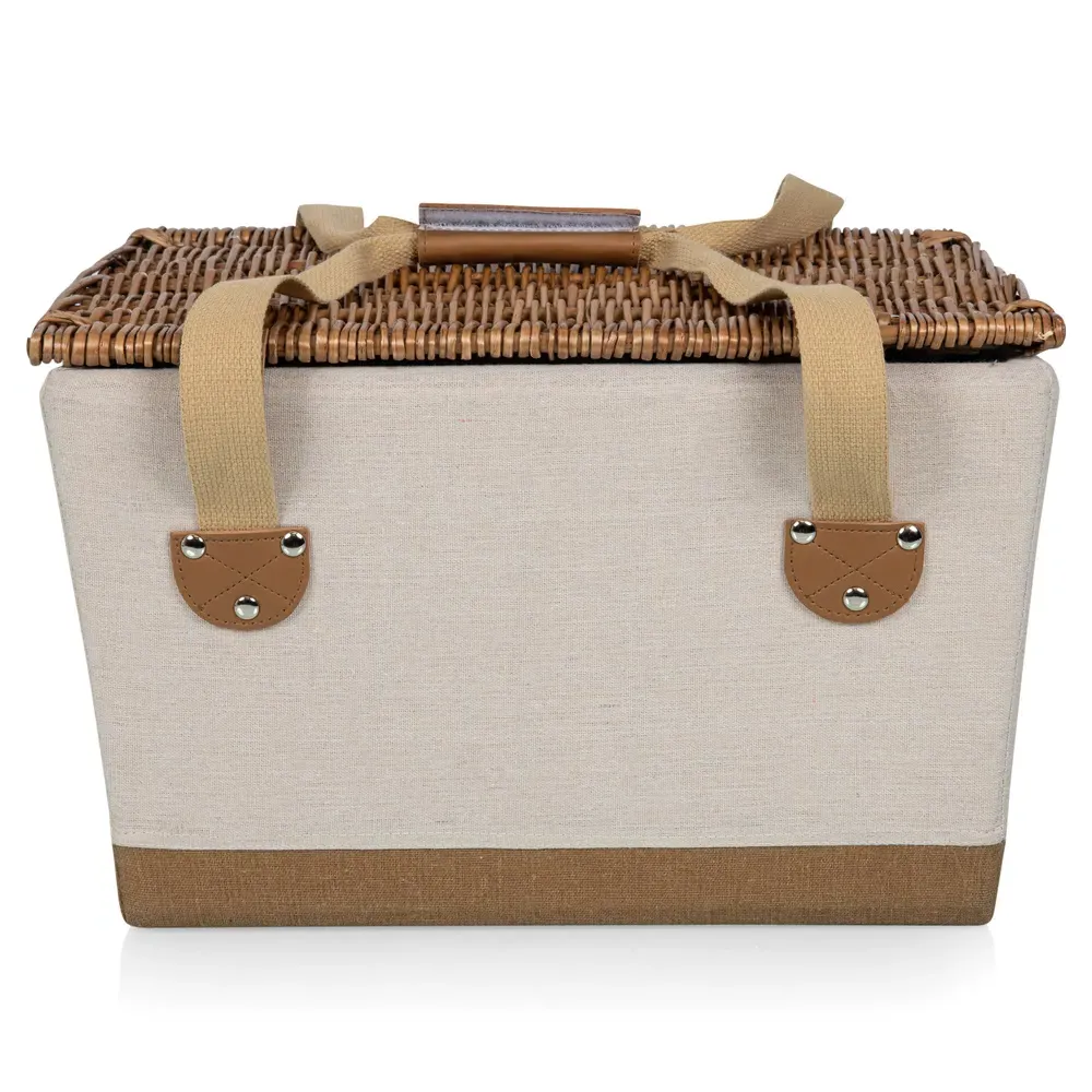 Lionel Picnic Basket with Serveware for 2 - Beige, Canvas
