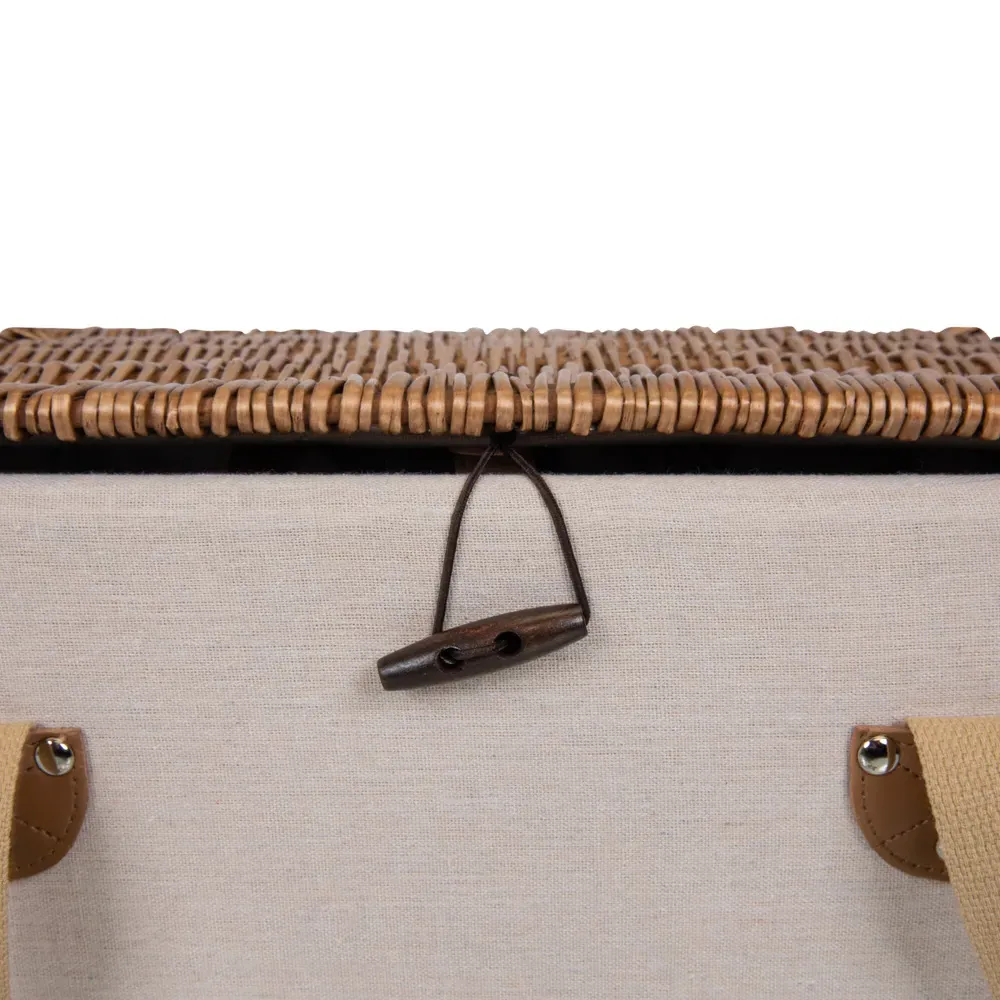 Lionel Picnic Basket with Serveware for 2 - Beige, Canvas