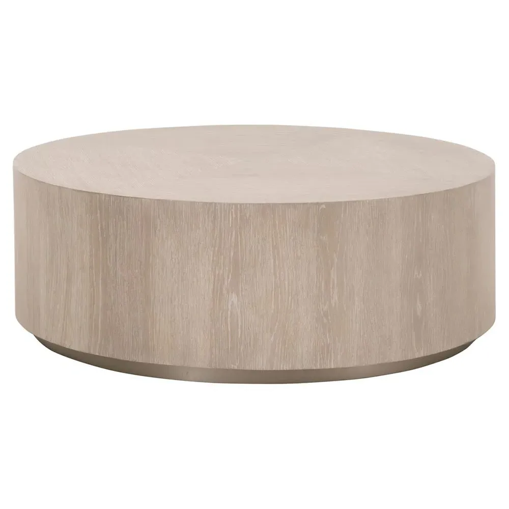 Lionel Round Drum Coffee Table - Grey, Oak