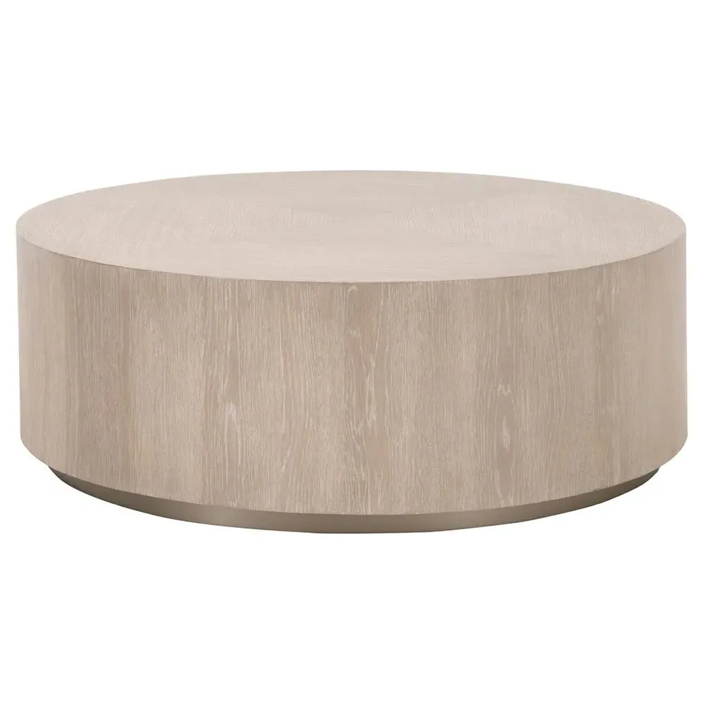 Lionel Round Drum Coffee Table - Grey, Oak