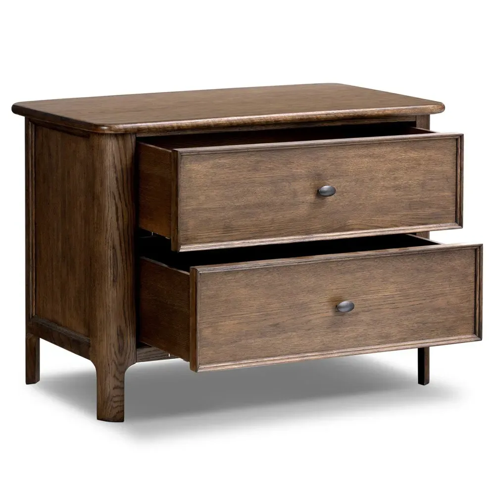 Lionel Wide Nightstand - Brown, Oak