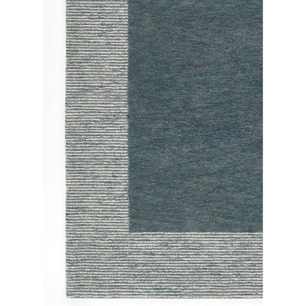 Lior Bordered Patterned Rug - Blue, Wool