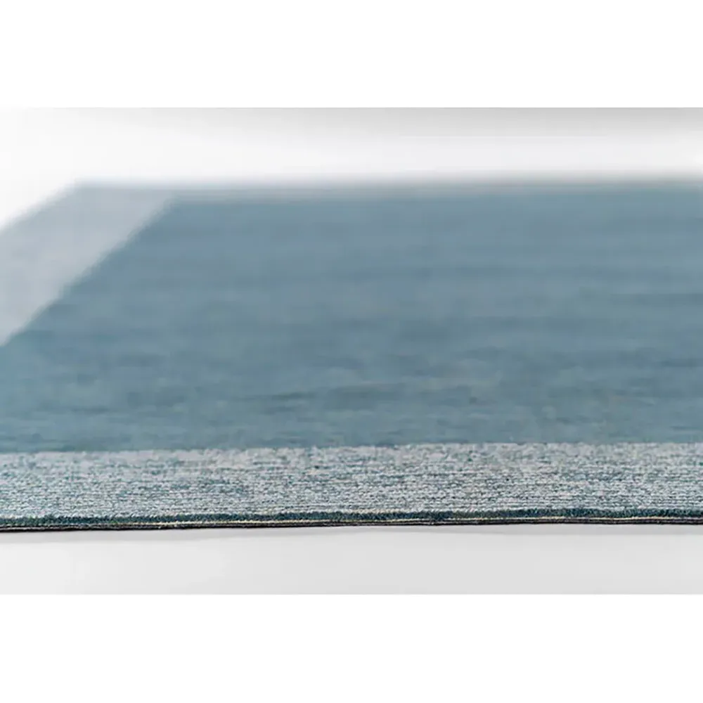 Lior Bordered Patterned Rug - Blue, Wool