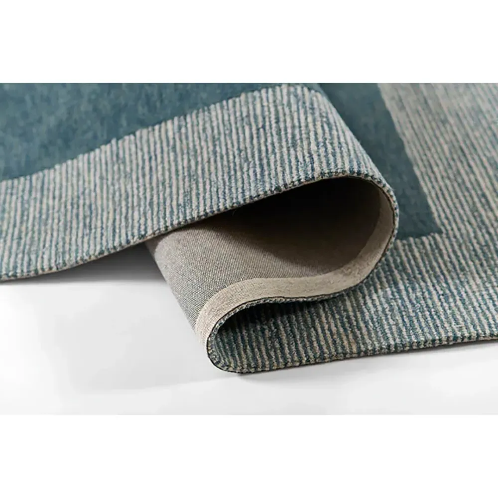 Lior Bordered Patterned Rug - Blue, Wool