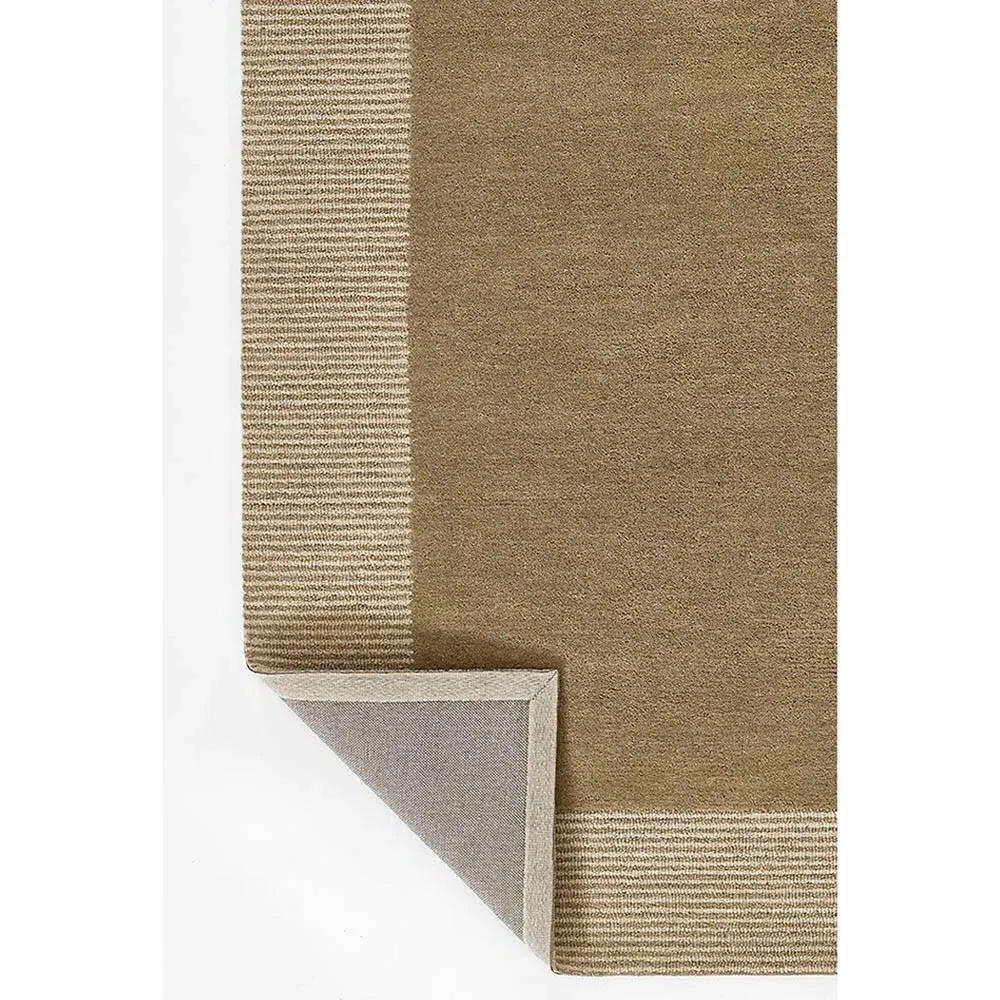 Lior Bordered Patterned Rug - Taupe, Wool