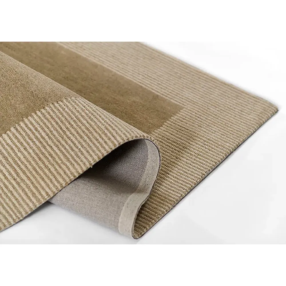 Lior Bordered Patterned Rug - Taupe, Wool