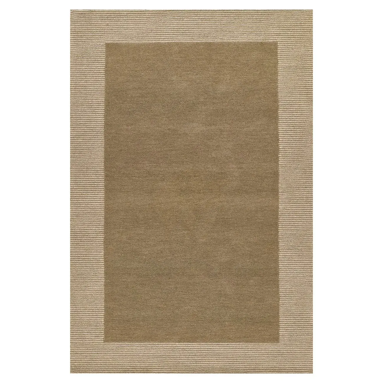 Lior Bordered Patterned Rug - Taupe, Wool image