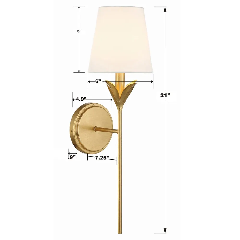 Liora 1 Light Wallchiere Sconce - Antique Gold, Steel