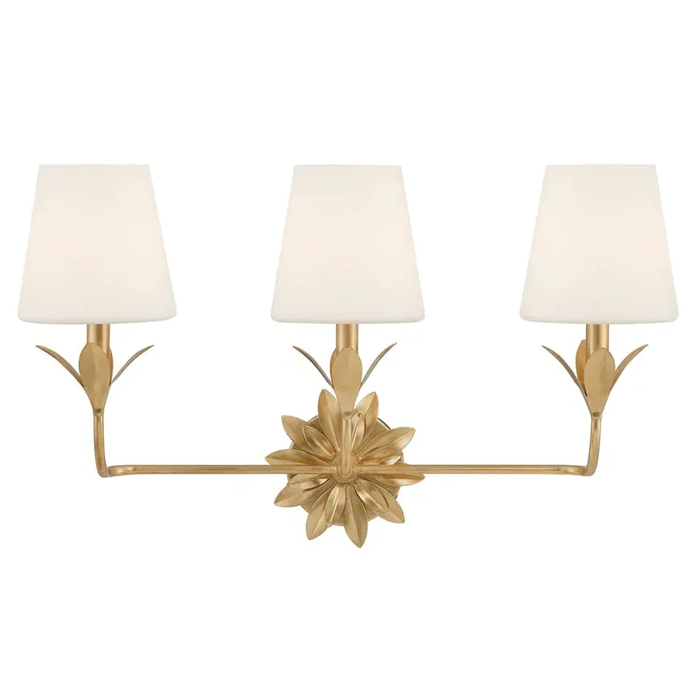 Liora 3 Light Bath Sconce - Antique Gold, Steel