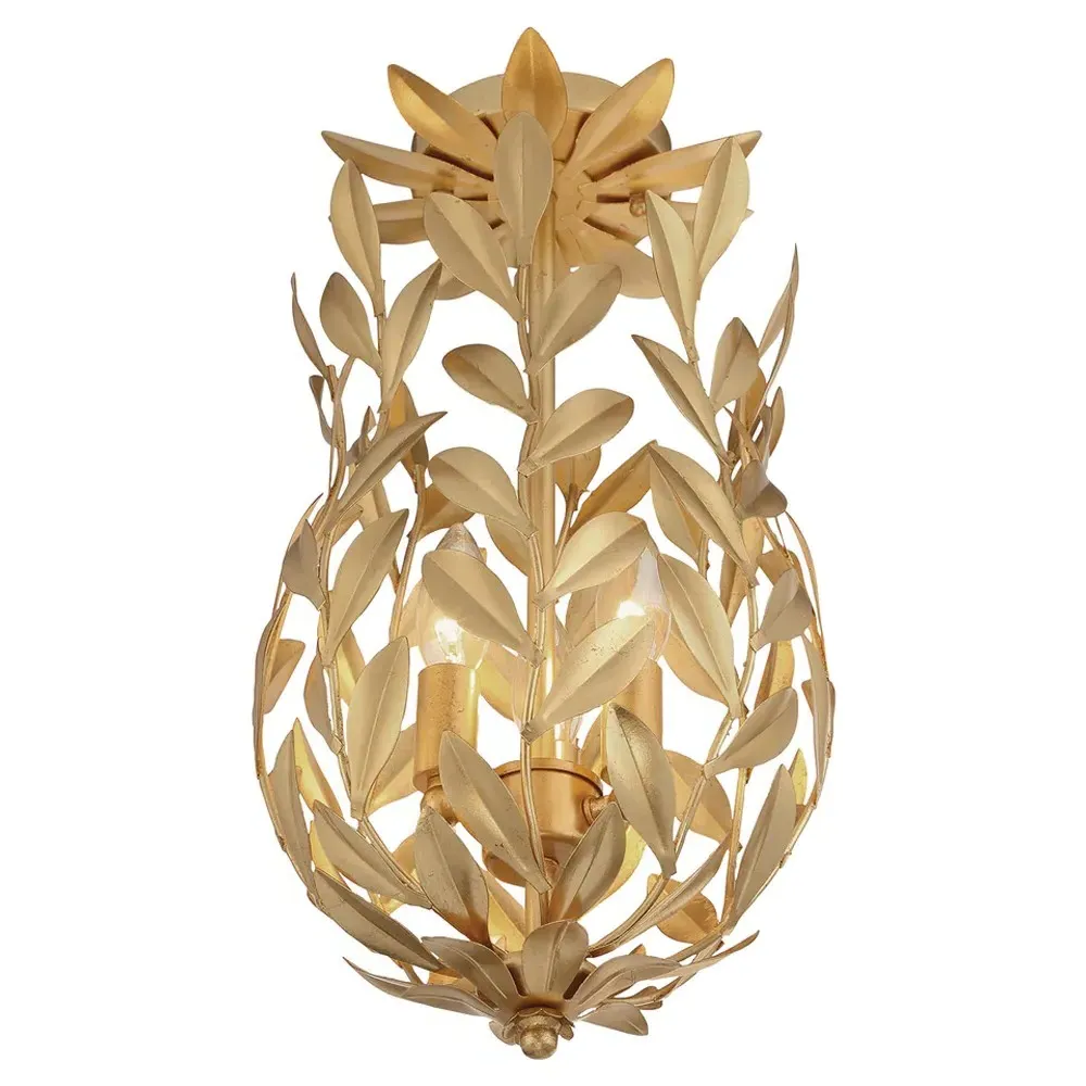 Liora 3 Light Semi Flush Mount - Antique Gold, Steel