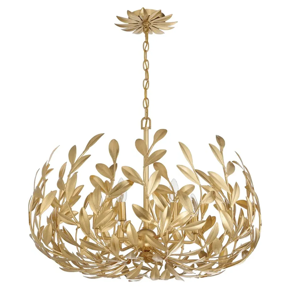 Liora Leaf Steel Chandelier - Antique Gold