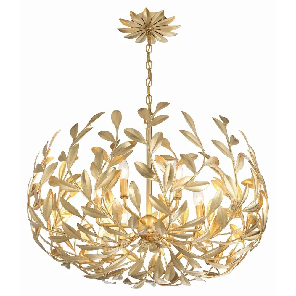 Liora Leaf Steel Chandelier - Antique Gold