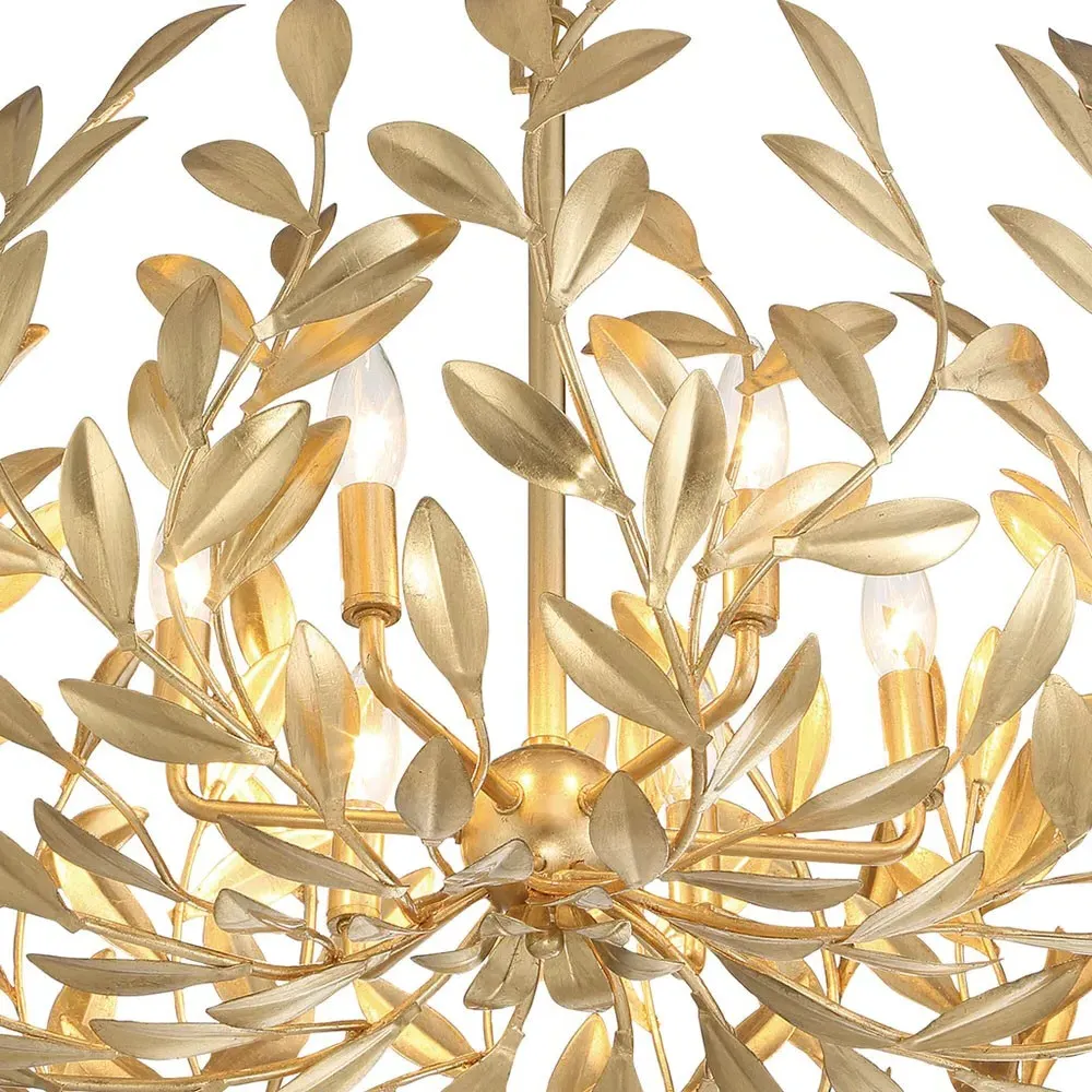 Liora Leaf Steel Chandelier - Antique Gold