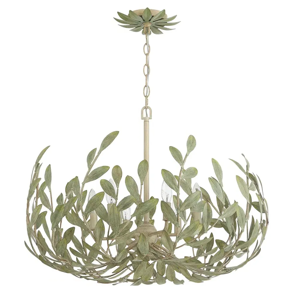 Liora Leaf Steel Chandelier - Champagne Green
