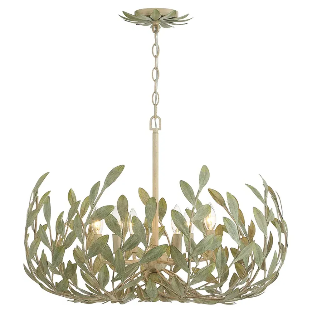 Liora Leaf Steel Chandelier - Champagne Green