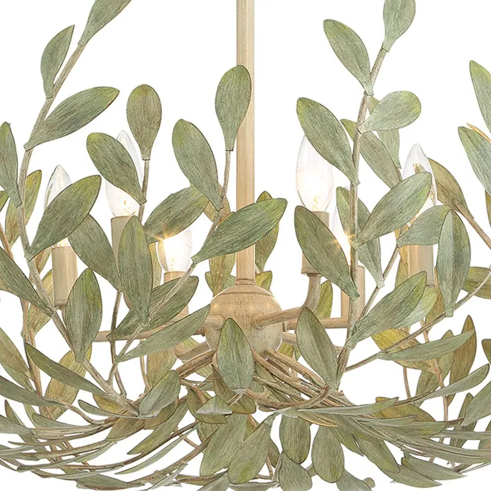 Liora Leaf Steel Chandelier - Champagne Green