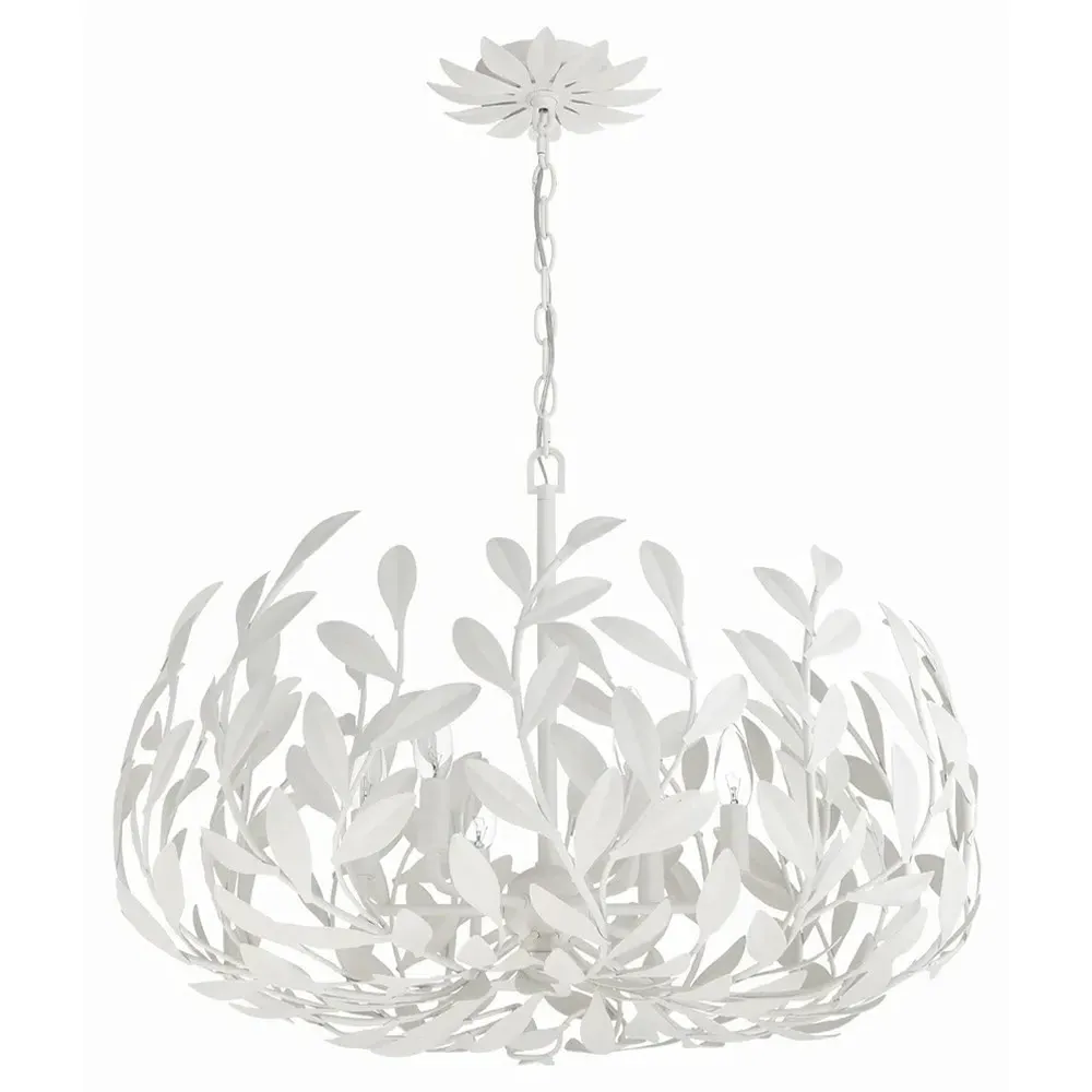 Liora Leaf Steel Chandelier - Matte White