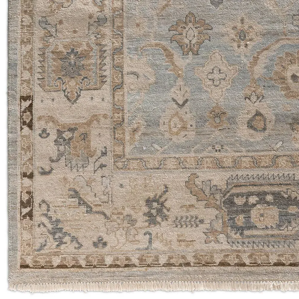 Liorae Ushak Hand Knotted Rug 6'x9' - Light Blue, Wool
