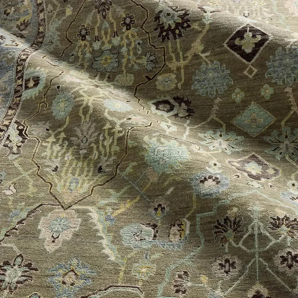 Liorae Ushak Hand Knotted Rug - Green, Wool