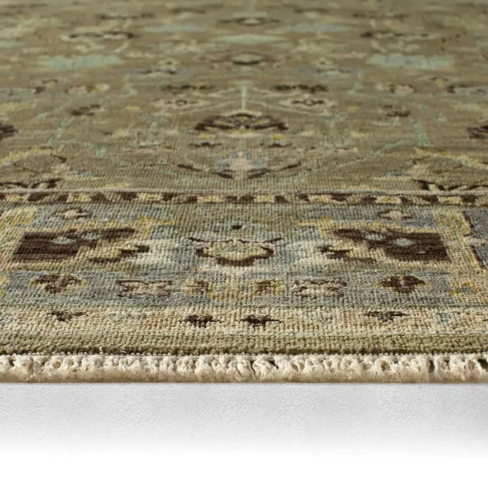Liorae Ushak Hand Knotted Rug - Green, Wool