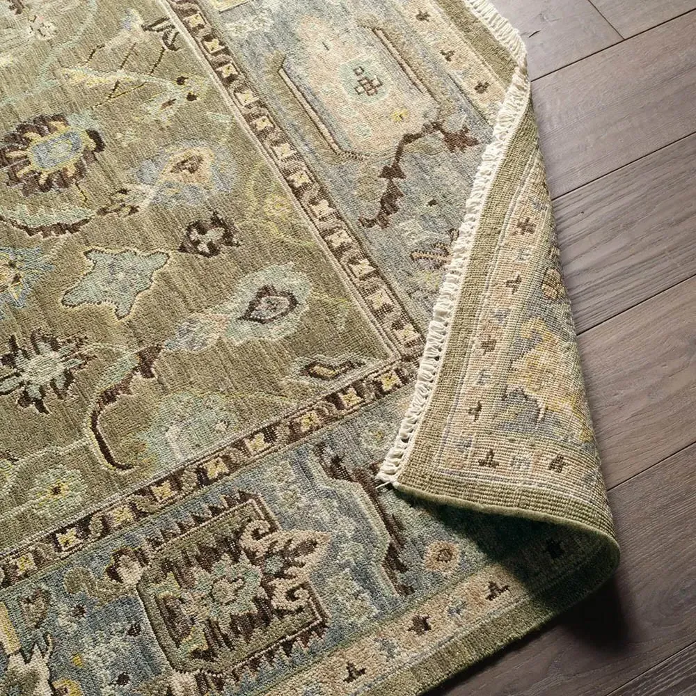 Liorae Ushak Hand Knotted Rug - Green, Wool