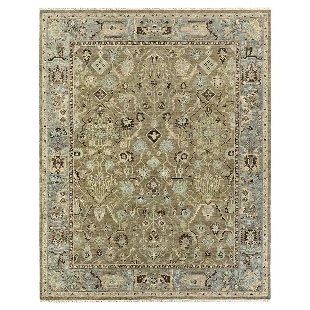 Liorae Ushak Hand Knotted Rug - Green, Wool