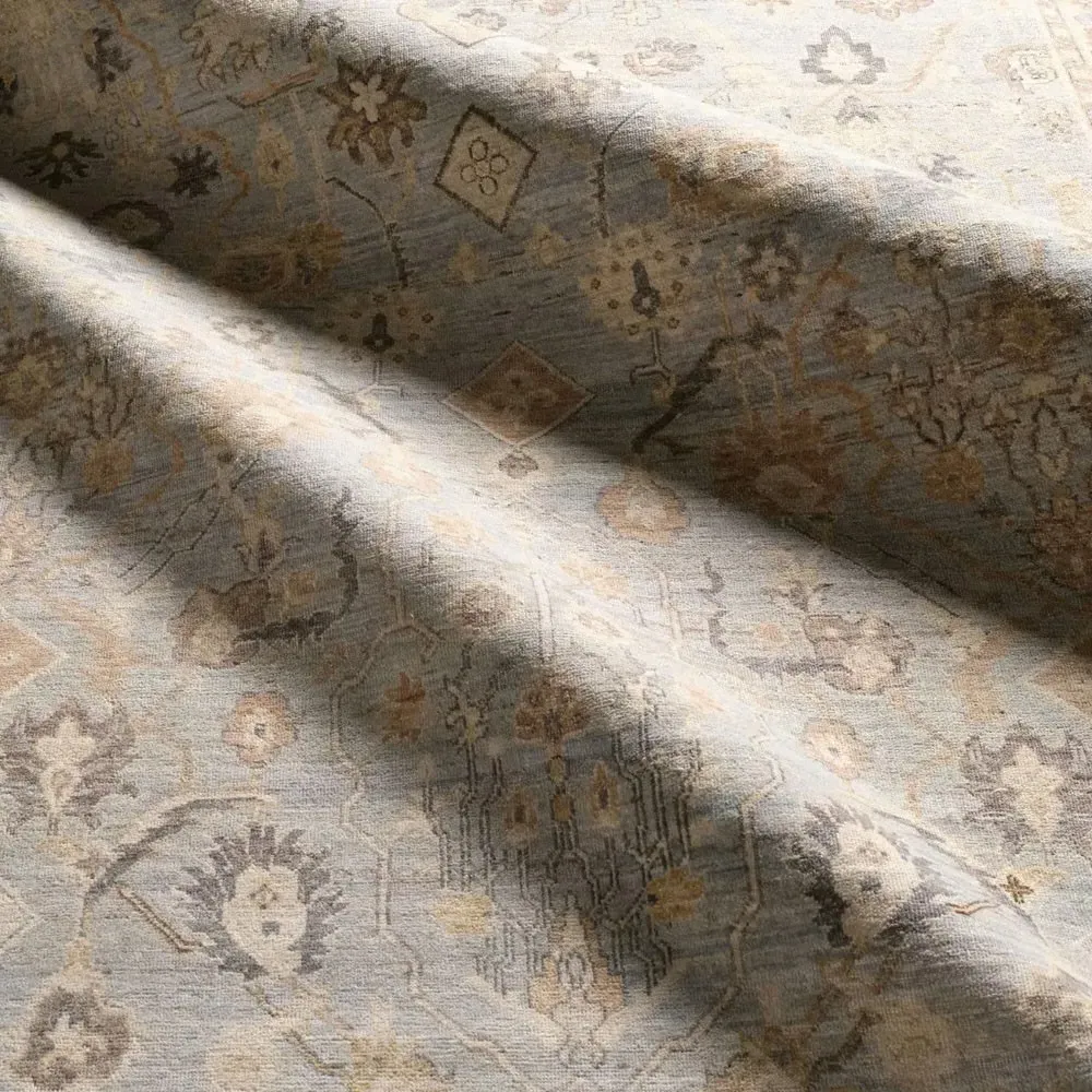 Liorae Ushak Hand Knotted Rug - Light Blue, Wool