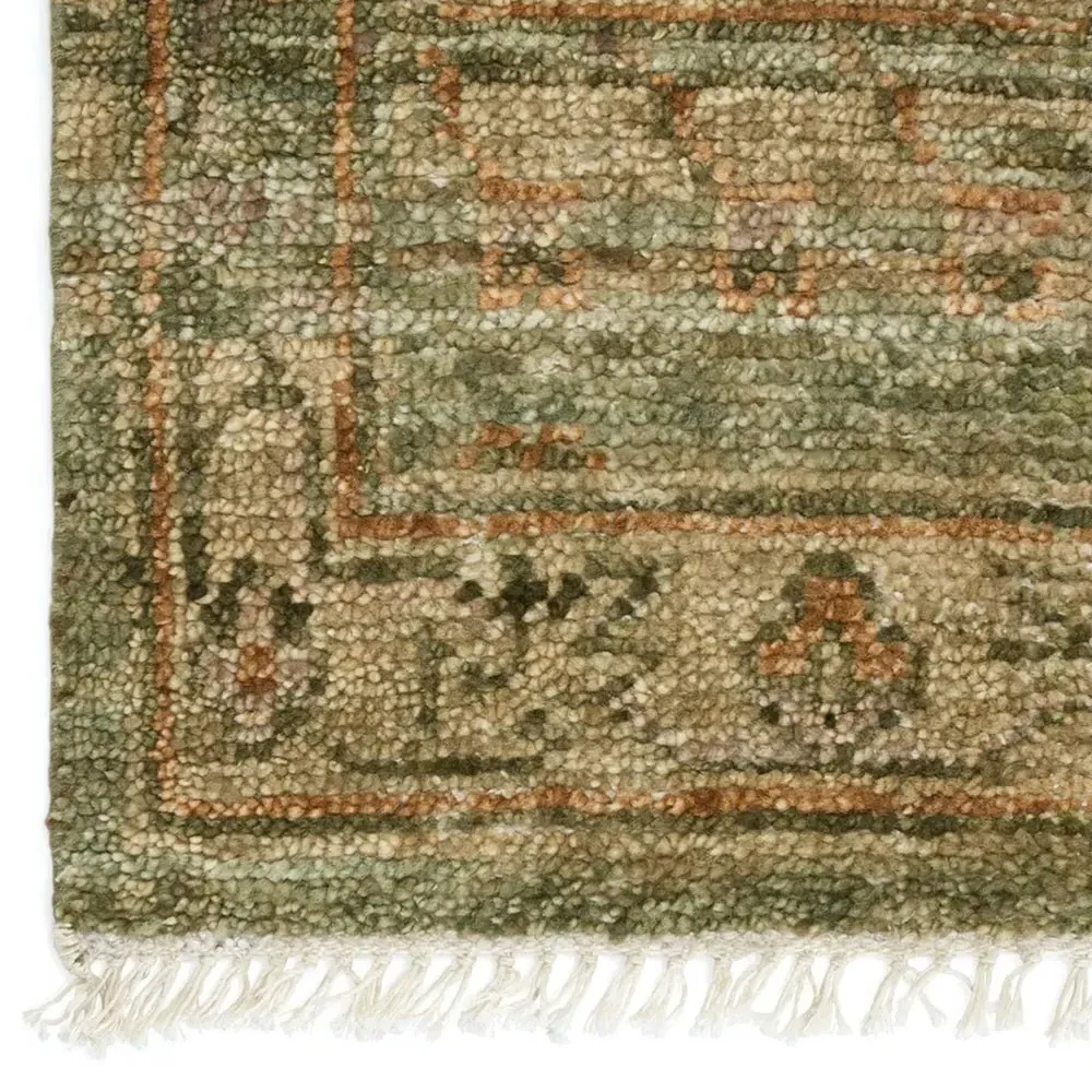 Lioran 9x12 Floral Hand Knotted Rug - Green, Wool