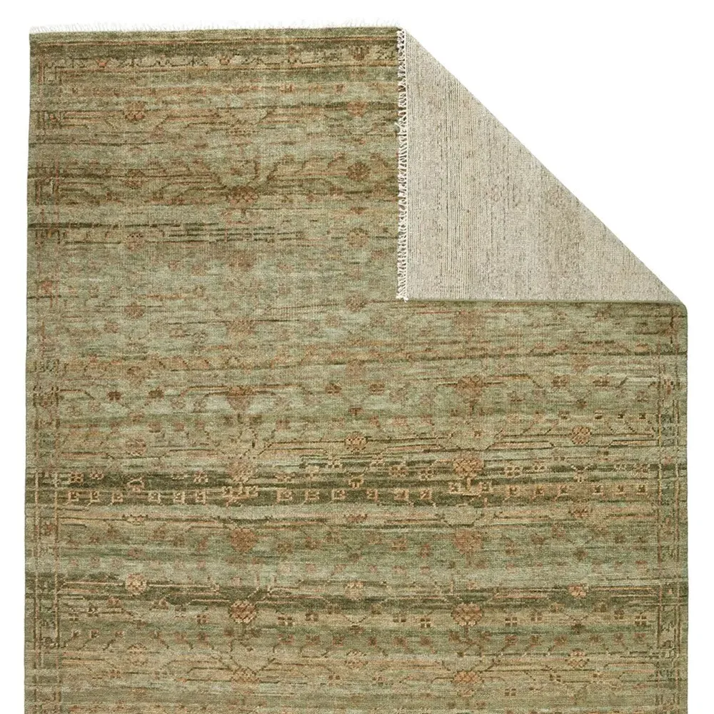 Lioran Floral Hand Knotted Rug Sample - Green, Wool