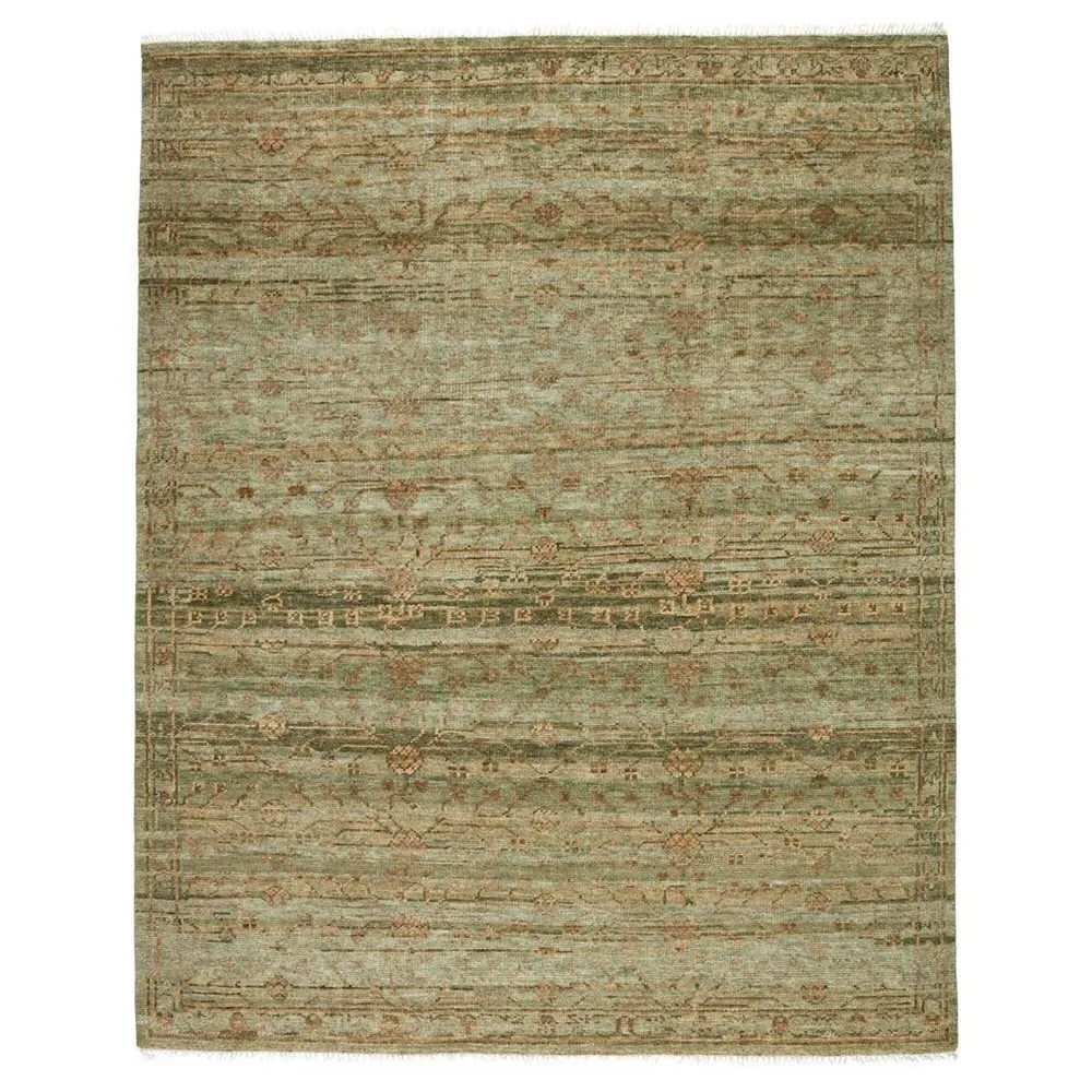 Lioran Floral Hand Knotted Rug Sample - Green, Wool image