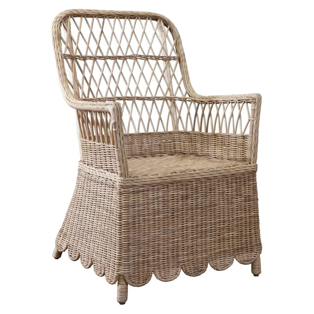 Lisa Handwoven Arm Chair - White, Rattan
