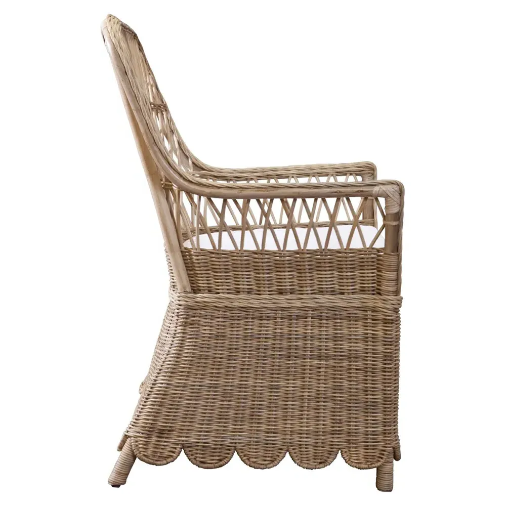 Lisa Handwoven Arm Chair - White, Rattan