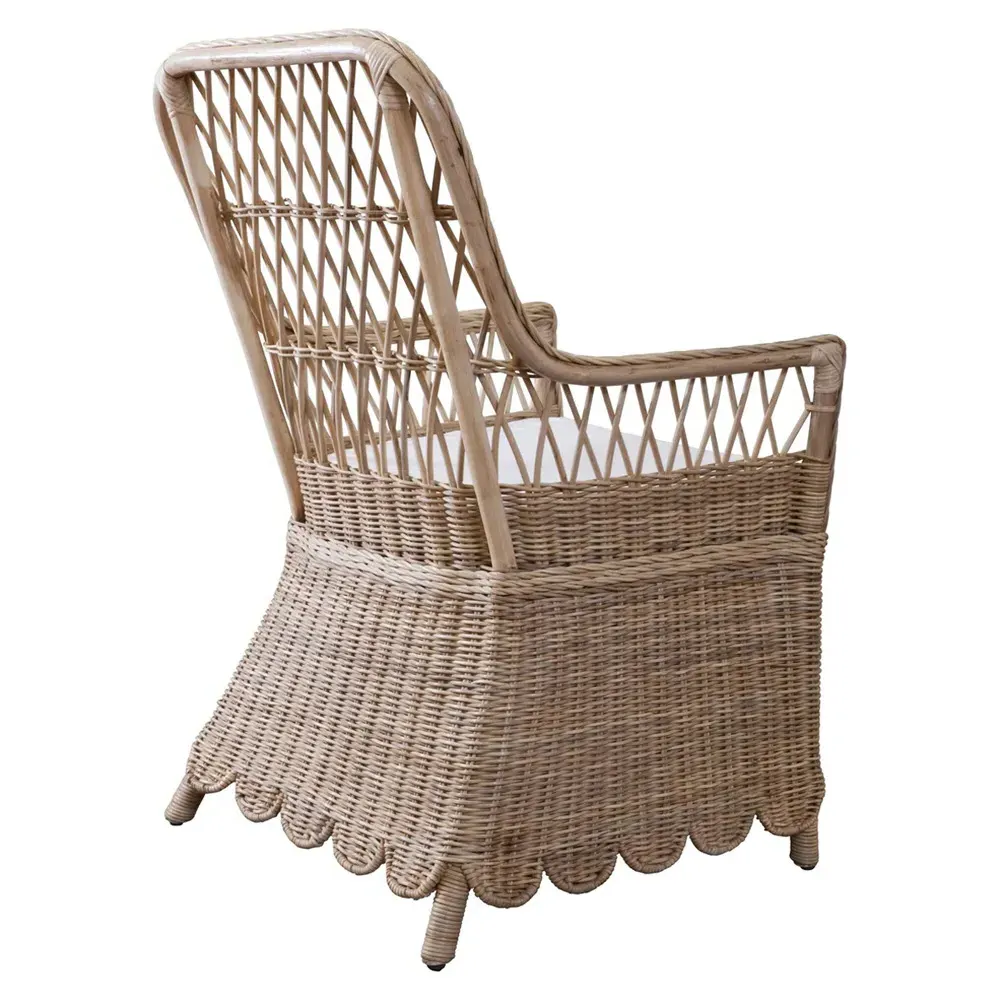 Lisa Handwoven Arm Chair - White, Rattan