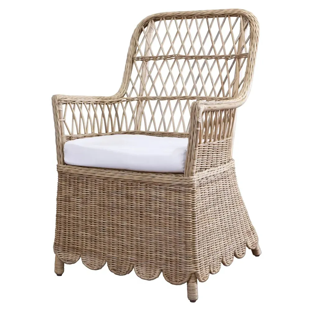 Lisa Handwoven Arm Chair - White, Rattan