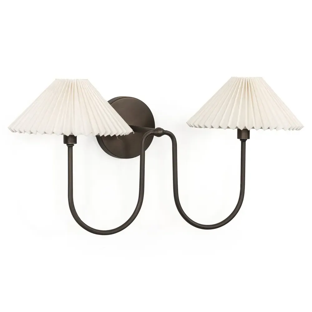 Lisette Double Armed Sconce - Bronze, Iron
