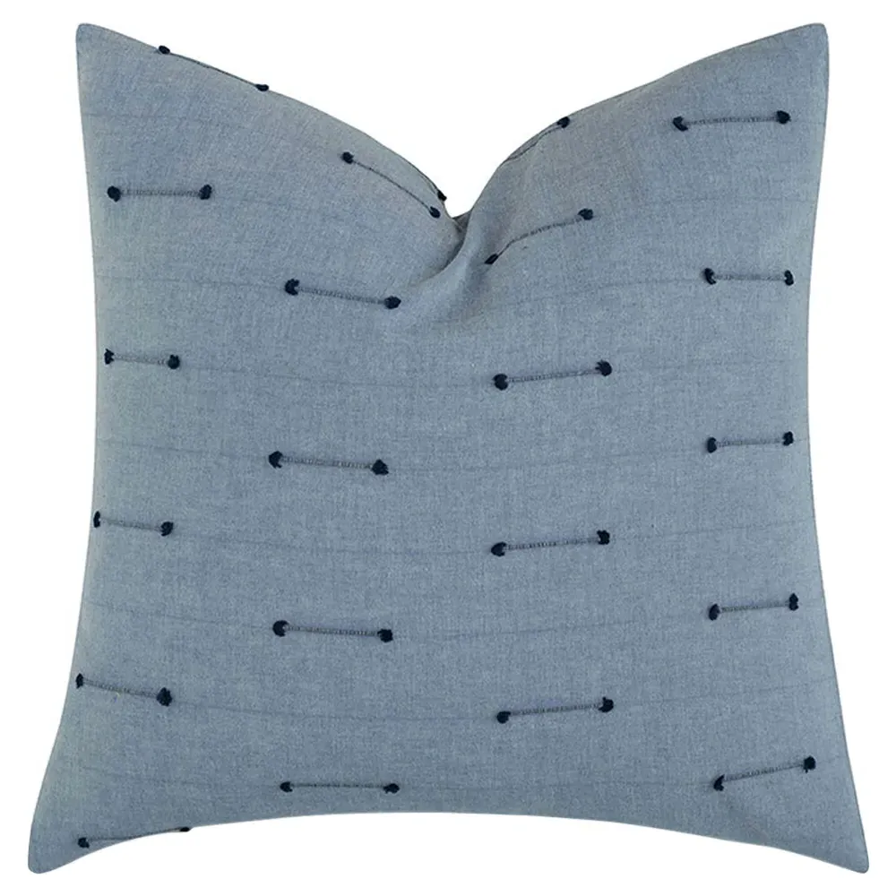 Livia 22x22 Throw Pillow with Mini Stripes - Blue, Cotton