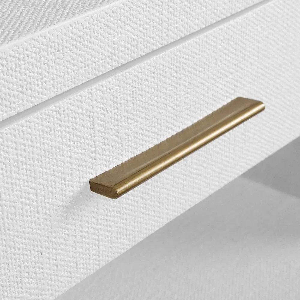 Livia Large Nightstand with Drawer - White, Faux Linen