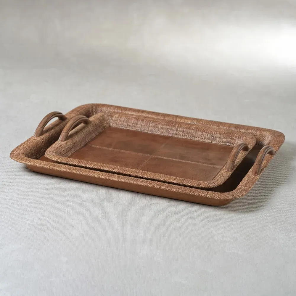 Livia Large Serving Tray - Brown, Leather