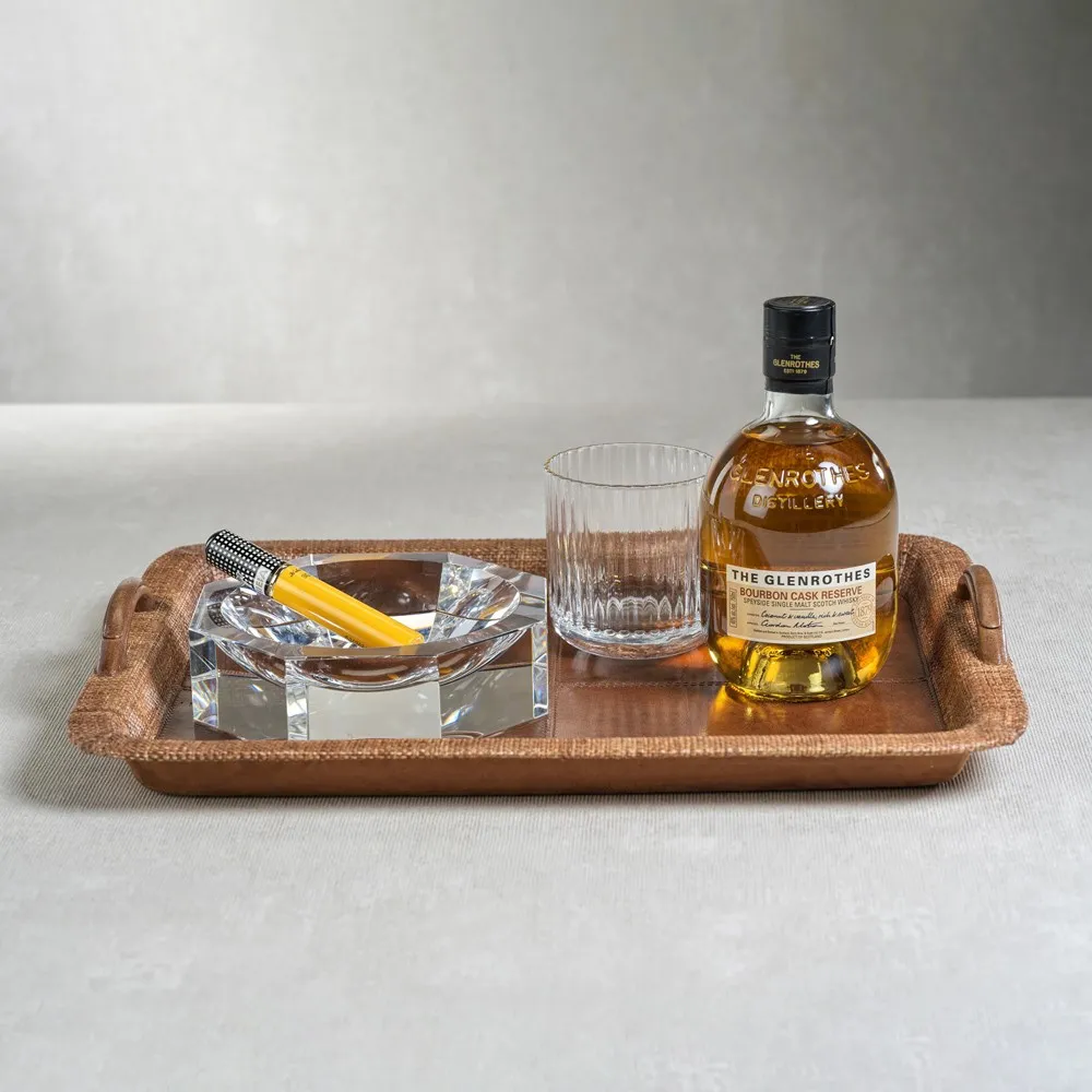 Livia Large Serving Tray - Brown, Leather
