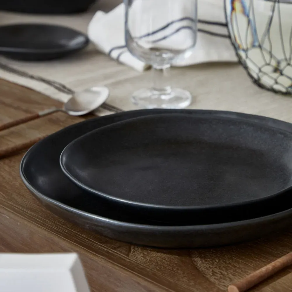 Livia Pasta Bowl Set of 4 - Matte Black, Stoneware