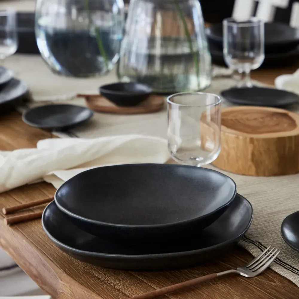 Livia Pasta Bowl Set of 4 - Matte Black, Stoneware