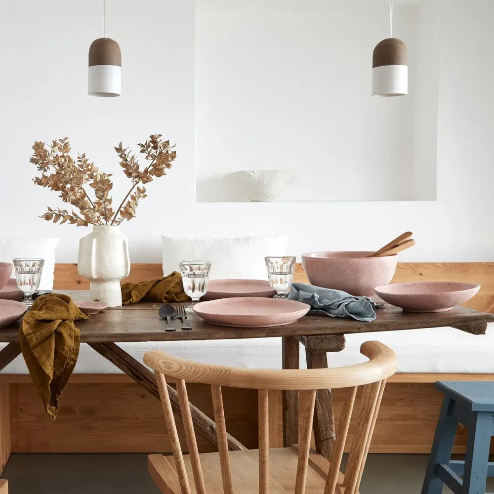 Livia Pasta Bowl Set of 4 - Mauve Rose, Stoneware