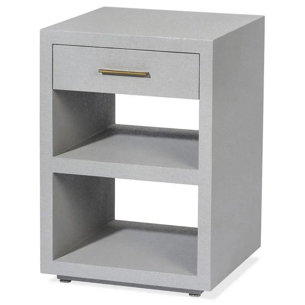 Livia Small Nightstand with Drawer - Light Grey, Faux Linen