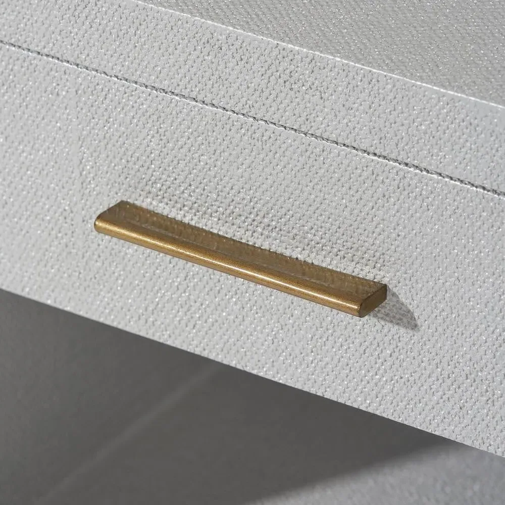 Livia Small Nightstand with Drawer - Light Grey, Faux Linen